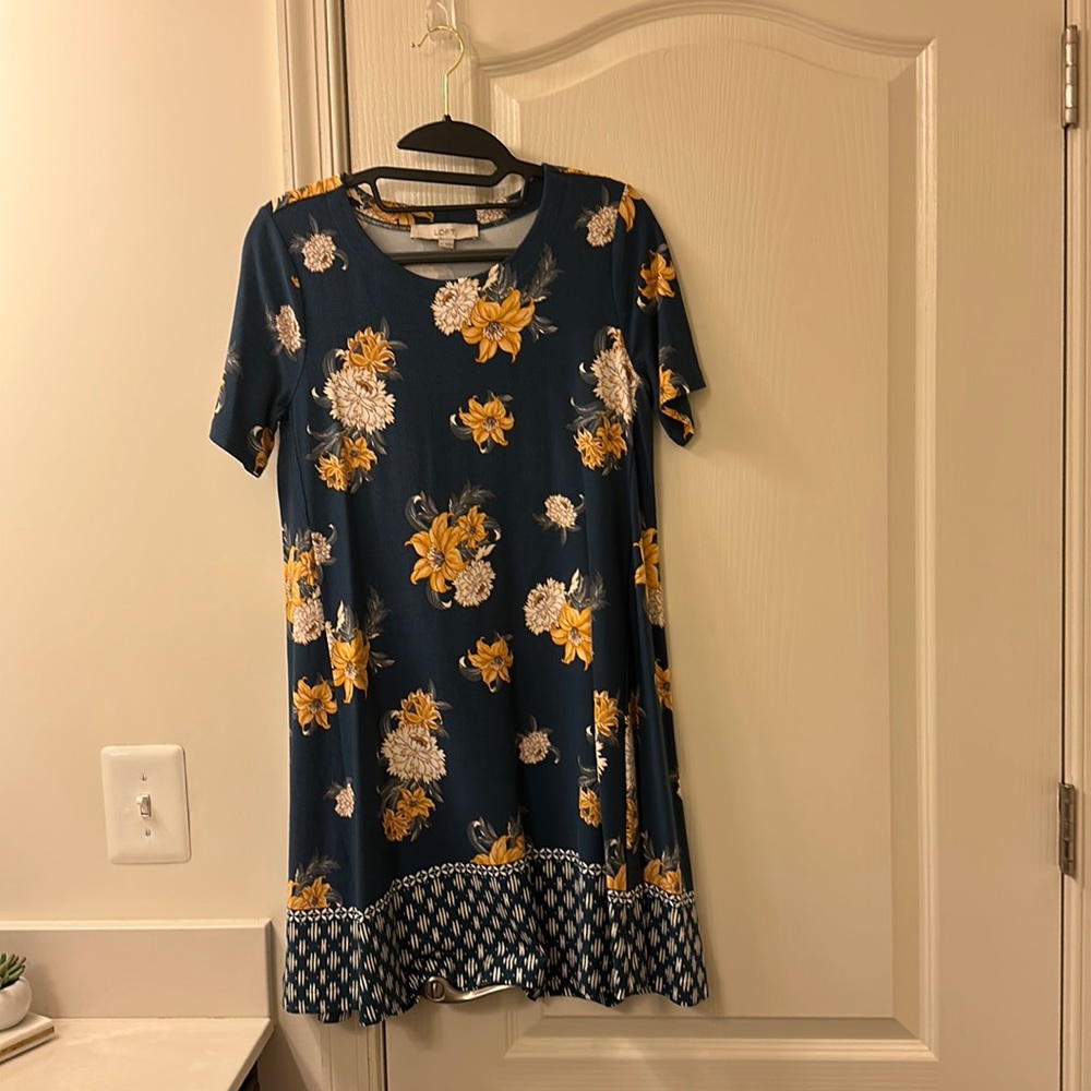 loft blue and yellow floral dress